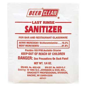 Beer Clean® Last Rinse Glass Sanitizer - 1 case/100 Pouches