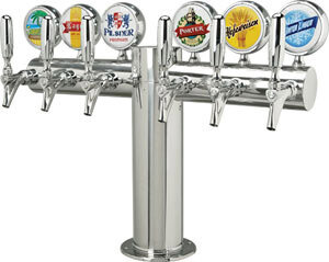 Metropolis "T" - Polished Stainless Steel - Glycol-Cooled - 6 Faucets - Medallions 