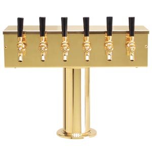 "T" Style Tower - 4" Column - PVD Brass - Air-Cooled - 6 Faucets