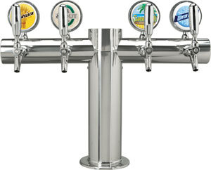 Metropolis "T" - Polished Stainless Steel - Glycol-Cooled - 4 Faucets - Medallions 