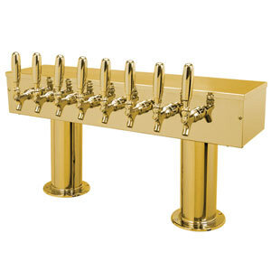 Double Pedestal Draft Tower - Air-Cooled - PVD Brass - 8 Faucets