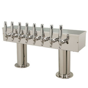 Double Pedestal Draft Tower - Air-Cooled - Polished Stainless Steel - 8 Faucets