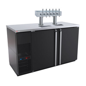 Beverage Station™ Kegerator 6 Tap – Dual Temperature – Double Pedestal Tower – 59 1/2 Inch – Black Vinyl