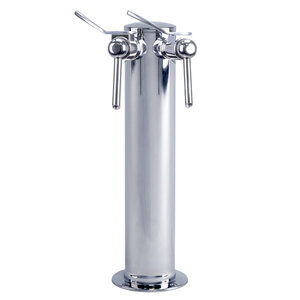 Two Faucet Wine Column Tower - Polished Stainless Steel 