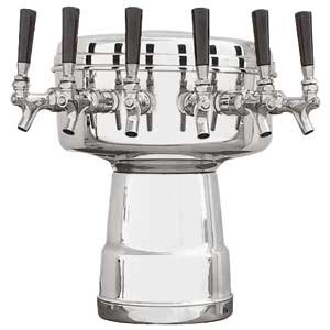 Mushroom 6 Faucet Beer Tower – Polished Stainless Steel – Air Cooled