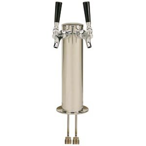 3” Column 2 Faucet Draft Beer Tower – Polished Stainless Steel – Air Cooled