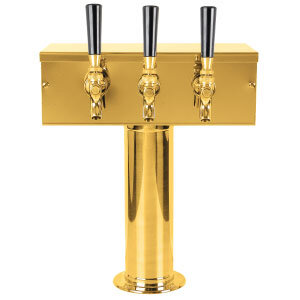 “T” Style 3” Column Beer Tower Triple Tap – PVD Brass – Air Cooled