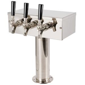 “T” Style 3 Beer Tap Tower – Glycol Cooled – Polished Stainless Steel