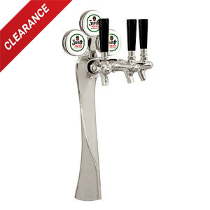 3 Faucet Lucky Draft Beer Tower with Illuminated Medallions, Chrome Finish, Glycol-Cooled 