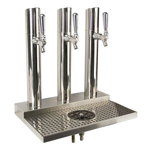 Skyline Triple Faucet Beer Tower Station – Stainless Steel – Glass Rinser  