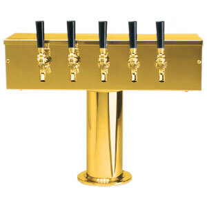 "T" Style Tower - 4" Column - PVD Brass - Glycol-Cooled - 5 Faucets