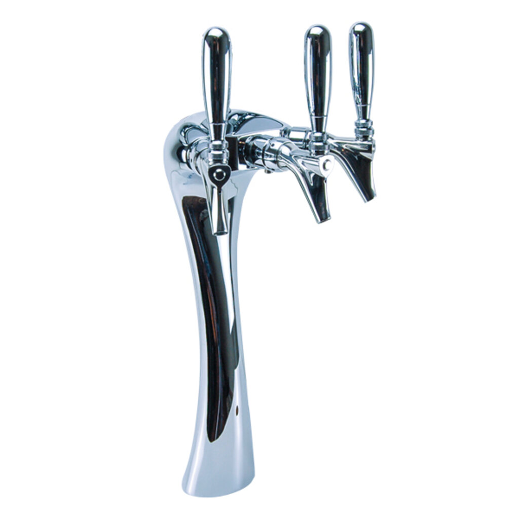 Polished Stainless Steel Glycol Cooled Triple Faucet Draft Beer