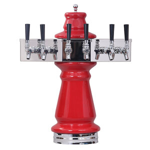 Vienna Ceramic Draft Beer Tower System 6 Taps – Air Cooled – Strawberry Red