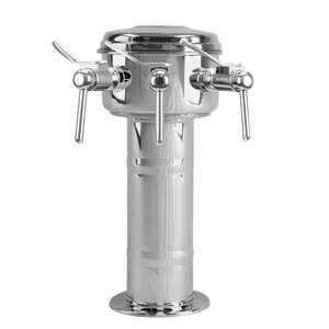 Sommelier 3 Faucet Wine Dispenser Tap Tower – Air Cooled – Polished Stainless Steel – 4" Column