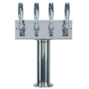 “T” Style 4 Faucet Draft Beer Tower - Polished Stainless Steel - Air Cooled 