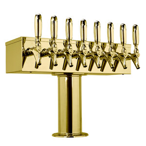 T Style 8 Faucet Beer Tower - Glycol-Cooled - PVD Brass     