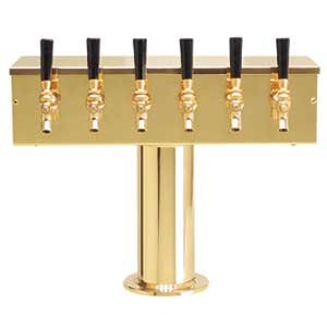 "T" Style Tower - 4" Column - PVD Brass - Glycol-Cooled - 6 Faucets