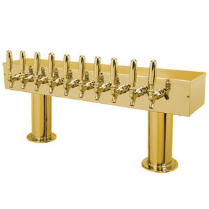 Double Pedestal Draft Tower - Air-Cooled - PVD Brass - 10 Faucets
