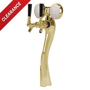 Lucky Dual Faucet Draft Beer Tower – Glycol Cooled – Gold Finish - Medallion 