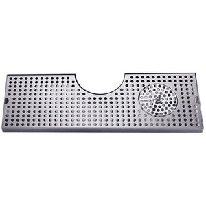  24" Surface Mount Beer Drip Tray with Glass Rinser – Stainless Steel – 4" Column