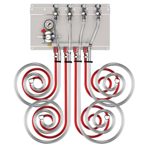 Secondary CO2 Keg Gas Regulator Panel – Beer Manifold – 1 Gauge – 0-60 PSI – 1 Pressure – 4 Products