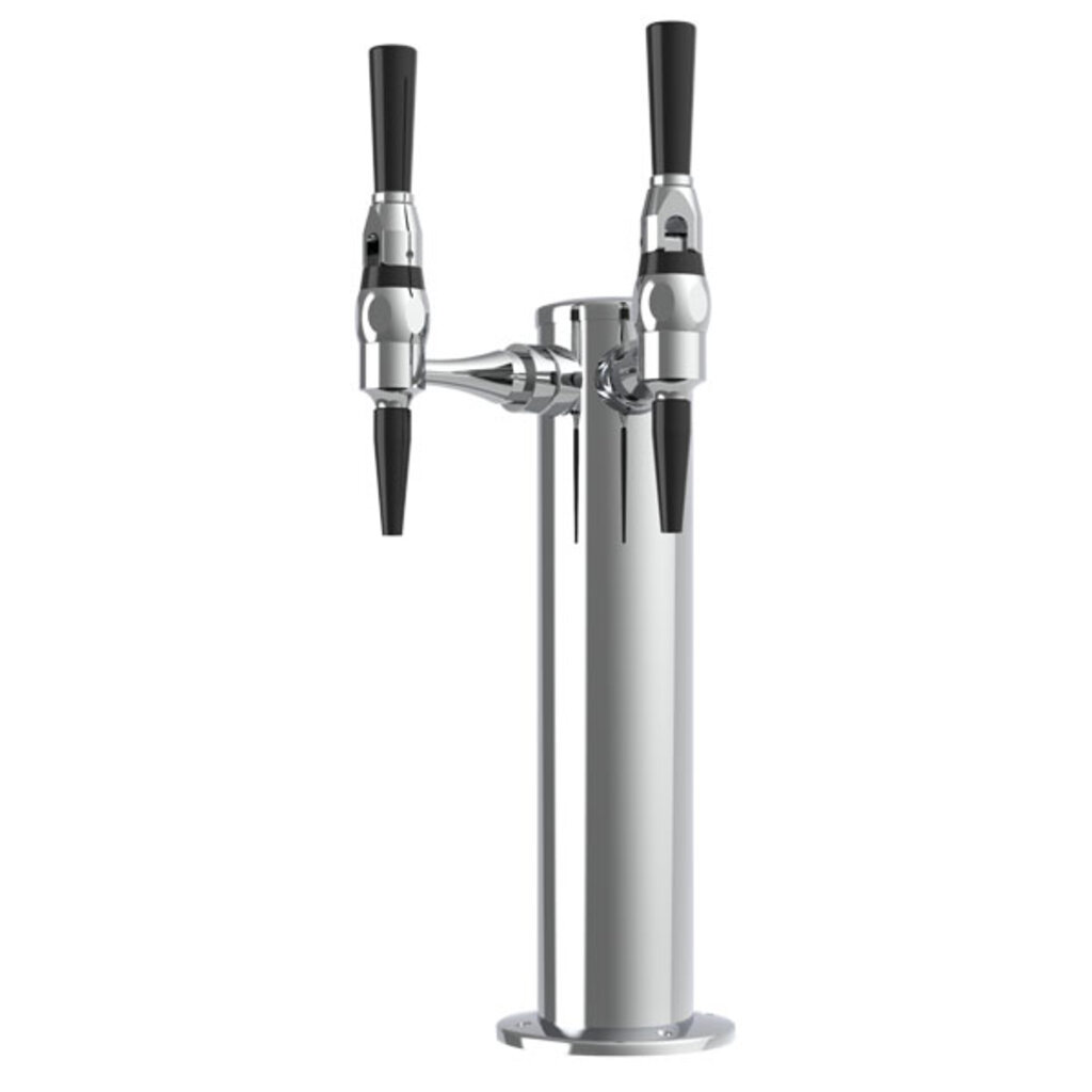 Draft Beer Tower - Stainless Steel - 3 Column - 2 Faucets