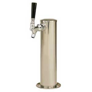 Single Tap Beer Tower - Glycol Cooled - 3" Column - Polished Stainless Steel 