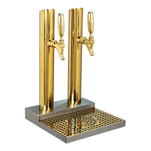 Skyline Dual Tap Beer Tower Station – PVD Brass – Glass Rinser