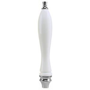 White Pub Style Beer Keg Handle – With Silver Finial and Ferrule