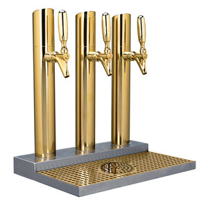 Skyline PVD Brass Beer Draft Tower – 3 Faucets – Glass Rinser