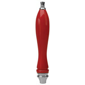 Red English Pub Style Tap Handle – With Silver Finial and Ferrule