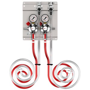 Dual CO2 Regulator Beer Panel Assembly – Dual Gauge – 0-60 PSI – 2 Pressures – 2 Products