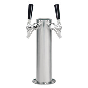 2 Faucet Kombucha Draft Tower – 3" Column – Polished Stainless Steel – Air Cooled