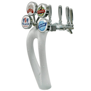 Mystique Ice Frosted Draft Beer Tower 4 Tap with Medallion – Chrome Finish - Glycol Cooled
