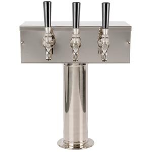 “T” Style 3 Tap Tower Beer – Air Cooled – Polished Stainless Steel