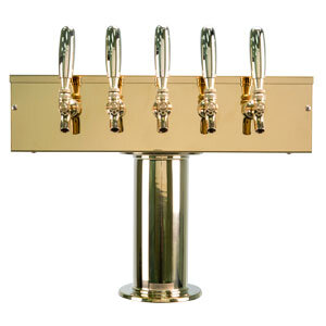 "T" Style Tower - 4" Column - PVD Brass - Air-Cooled - 5 Faucets