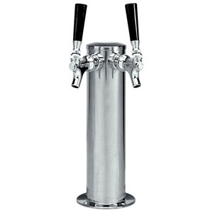 3" Column - 2 Faucet Beer Tower - Polished Stainless Steel - Air Cooled