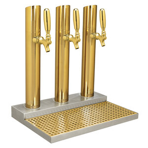 Skyline 3 Brass Draft Beer Tower w/o Rinser