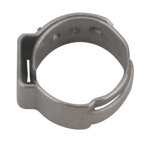 133SL Stainless Steel Single Ear Stepless Hose Clamp - 3/8" I.D. Poly Hose & 3/16 I.D. Vinyl