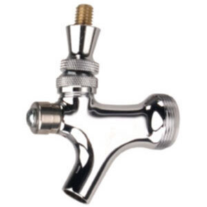 Standard Self Closing Beer Faucet - Chrome Plated Brass - Brass Lever