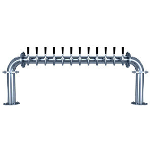 Biergarten "U" Draft Tower - Glycol-Cooled - Polished Stainless Steel - 12 Faucets