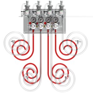 PRO-MAX™ Secondary CO2 4 Way Gas Regulator Panel Assembly – 4 Pressures – 4 Products – 4 FOBs – 0-60 PSI