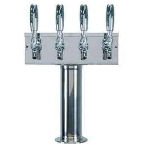 “T” Style 4 Faucet Draft Beer Tower - Polished Stainless Steel - Air Cooled