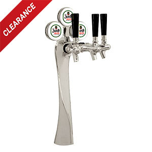 3 Faucet Lucky Draft Beer Tower with Illuminated Medallions, Chrome Finish, Glycol-Cooled