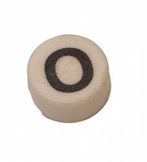 Button -O, black on white, WB