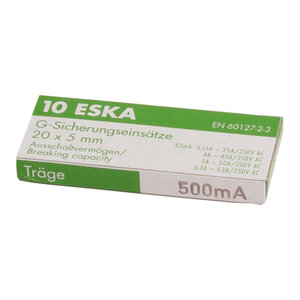 Fuse -5x20mm, 500mA, 250V