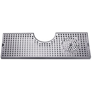 24" Surface Mount Beer Drip Tray with Glass Rinser – Stainless Steel – 4" Column
