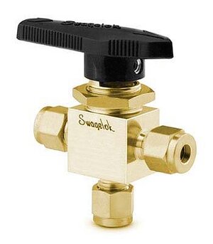 Three way valve -Swagelok, 3/8", brass